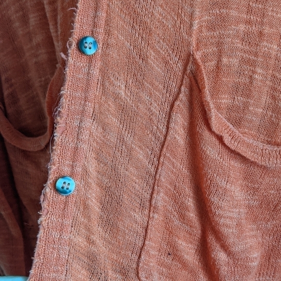free People Orange Long Knit Button Down L tangerine - Picture 12 of 15